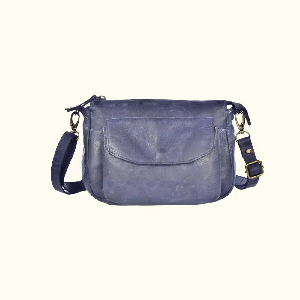 Milo Dolcezza Washed Leather Crossbody - Navy