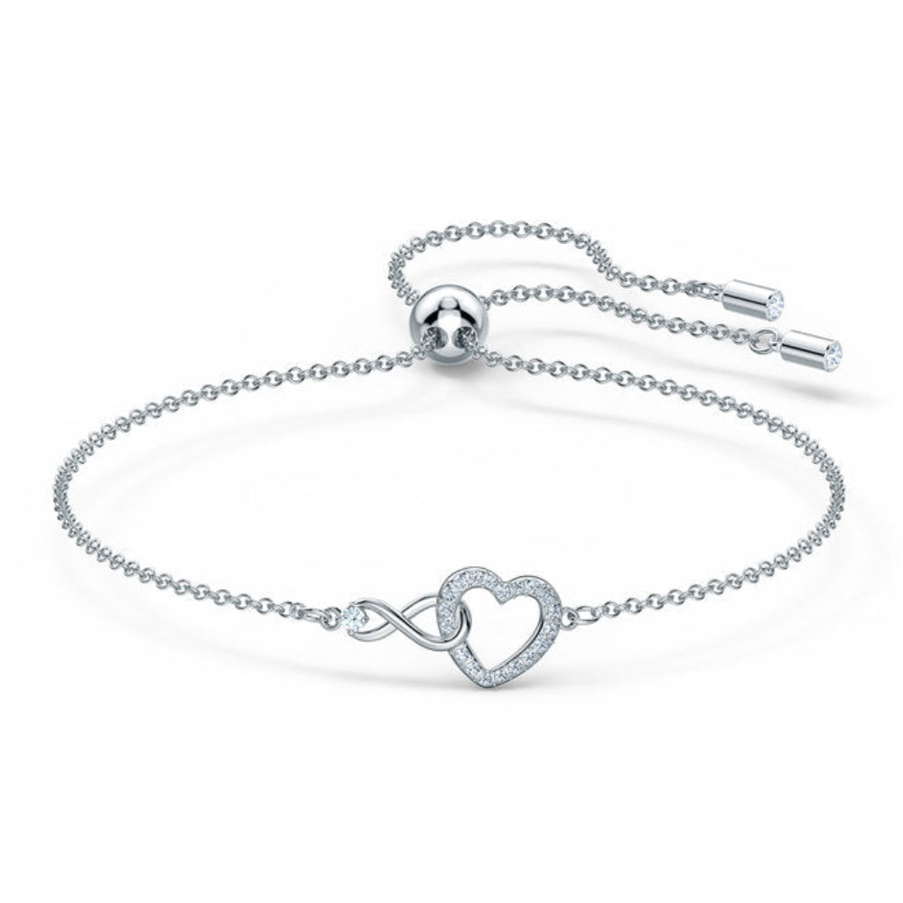 Swarovski Ladies Rhodium Plated Crystal Infinity Heart Bracelet