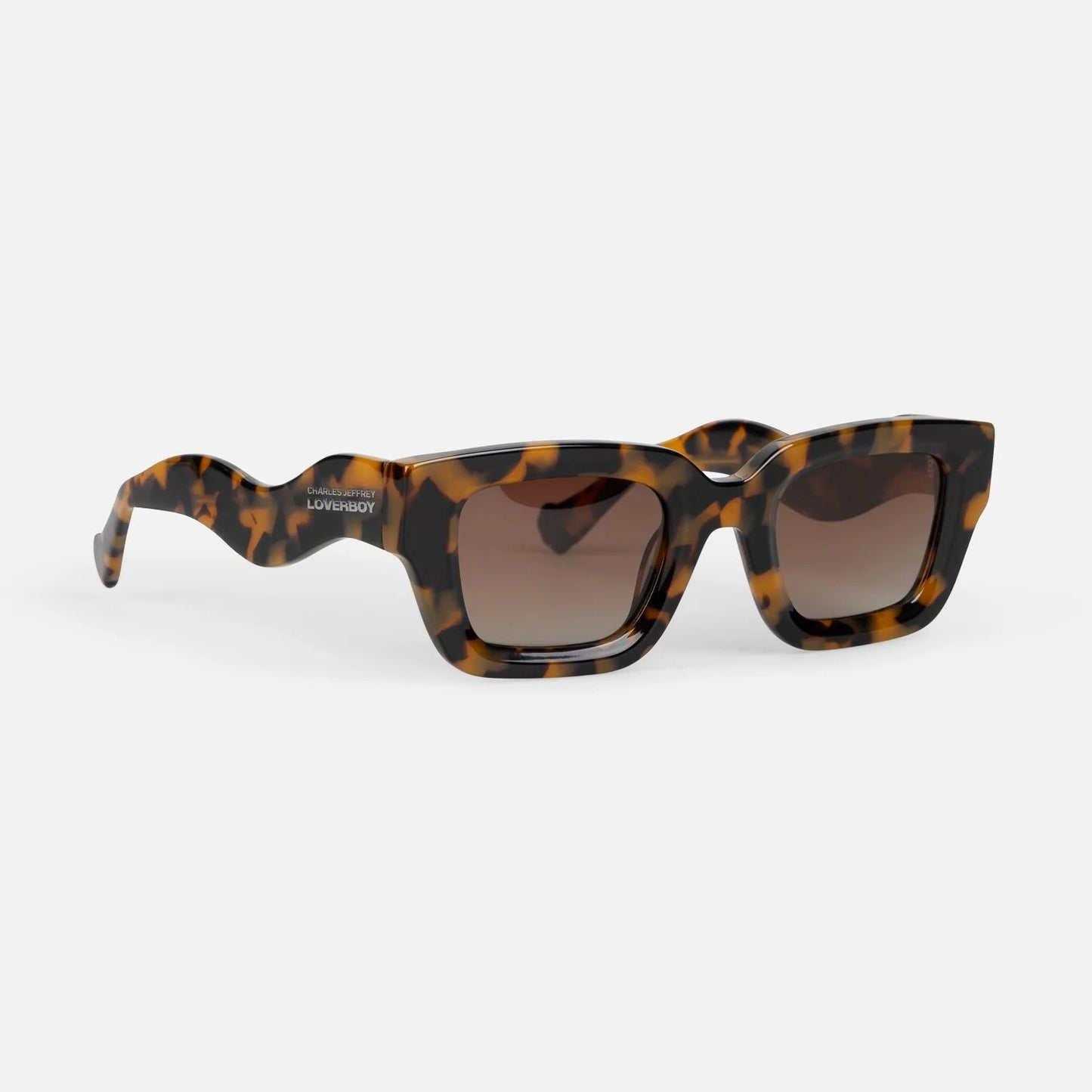 Charles Jeffrey Loverboy Topsy Turvy Sunglasses in Brown Tortoise Shell