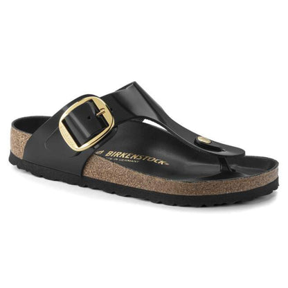 Birkenstock Women's Gizeh Big Buckle Natural Leather Patent - High-Shine Black