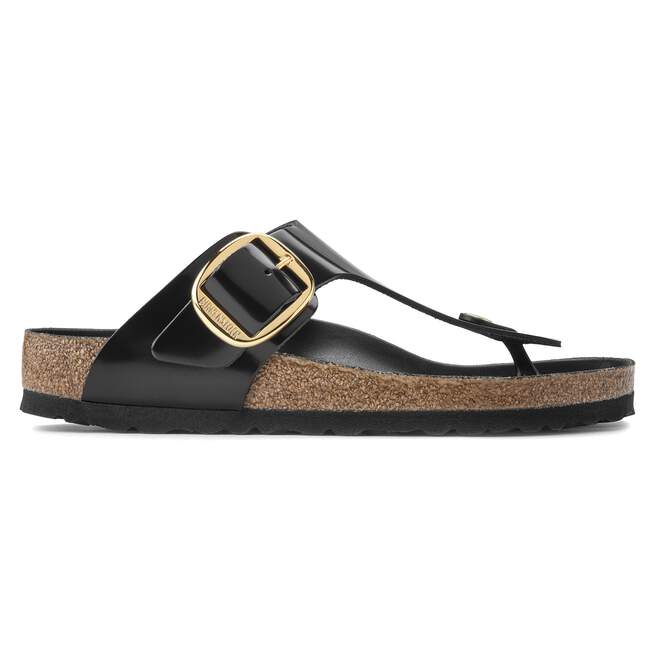 Birkenstock Women's Gizeh Big Buckle Natural Leather Patent - High-Shine Black