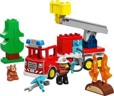 Lego Fire Truck with Hose and Firefighter