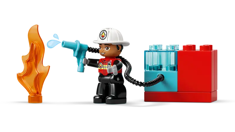 Lego Fire Truck with Hose and Firefighter