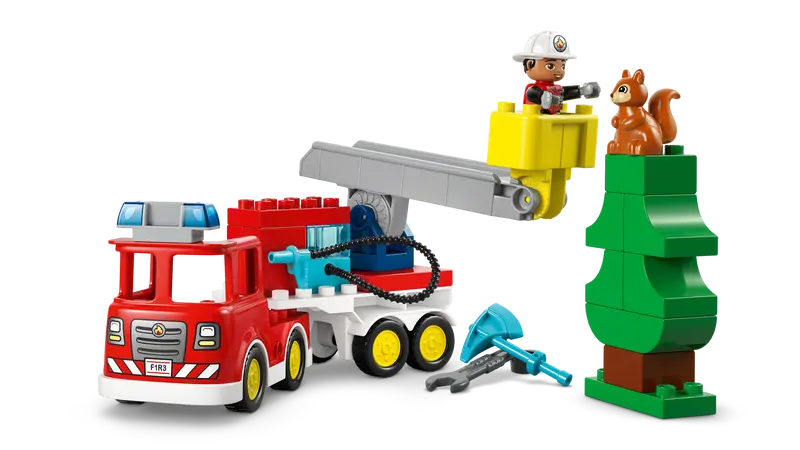 Lego Fire Truck with Hose and Firefighter