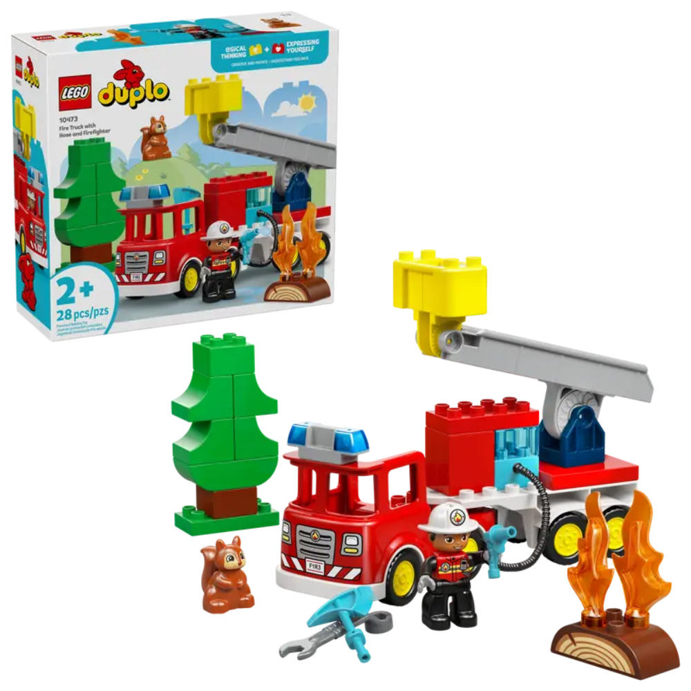 Lego Fire Truck with Hose and Firefighter