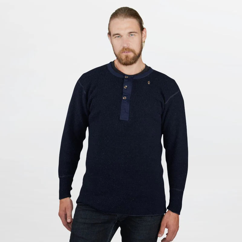 Stanfield's Men's Heritage Heavy Weight Wool Henley - Black
