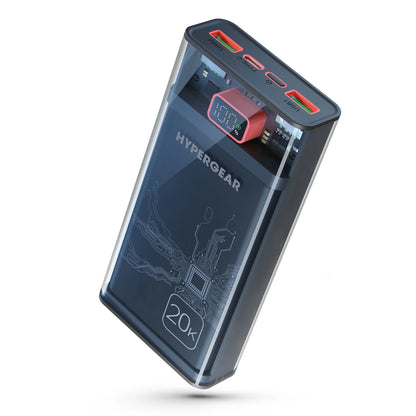 HyperGear 20,000mAh ClearCharge XL Transparent Fast Charge Power Bank with 20W USB-C PD