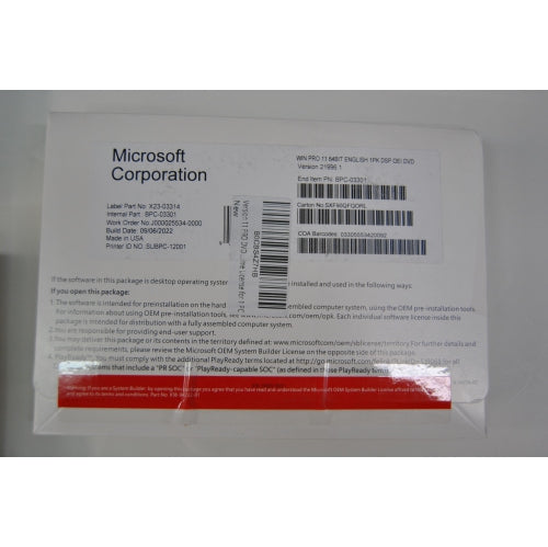 Microsoft Windows 11 Professional 64-bit English 1PK DSP OEI DVD BRAND NEW SEALED