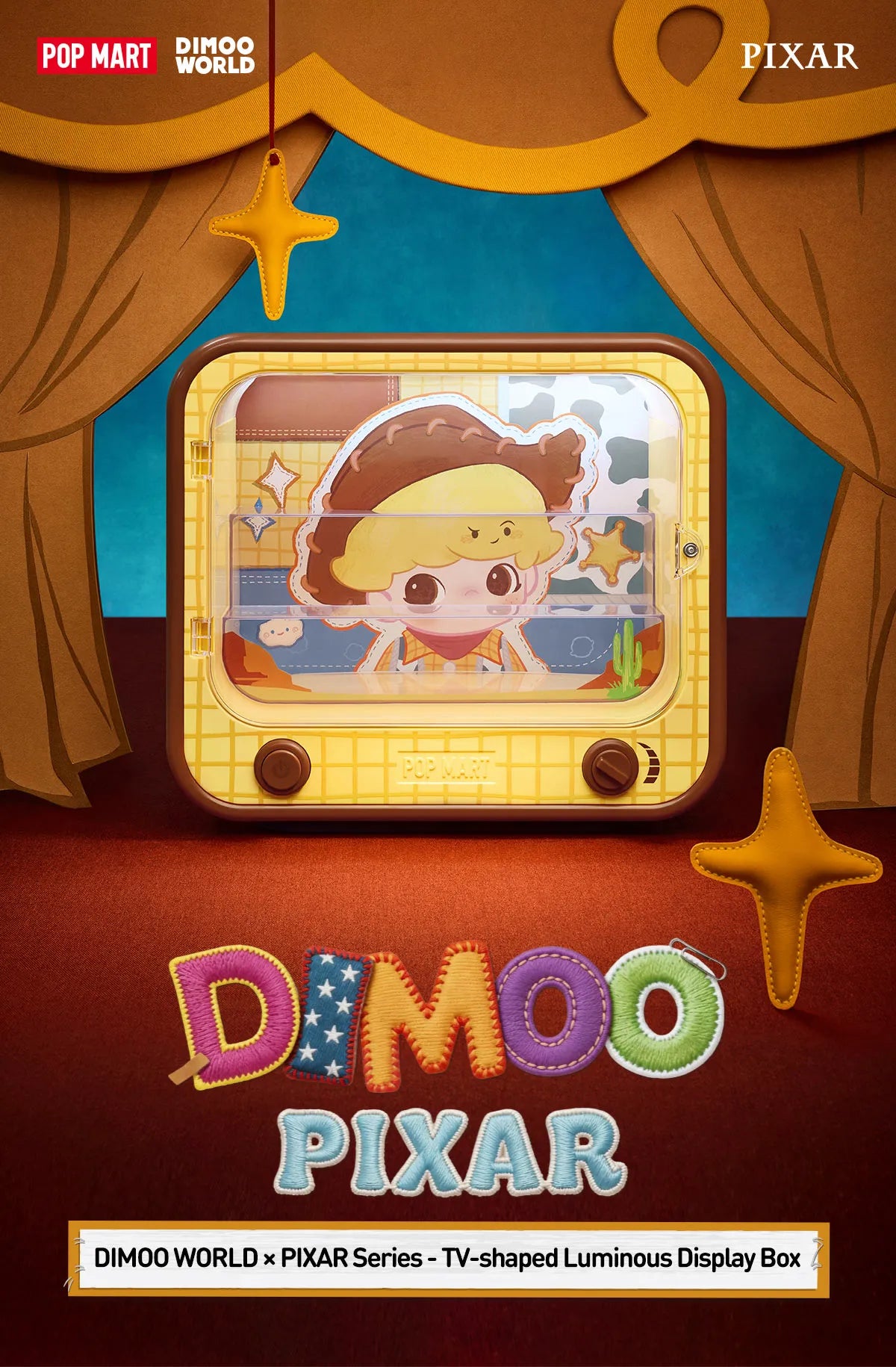 Pop Mart Dimoo Wolrd x Pixar Series TV-Shpaed Luminous Display Box