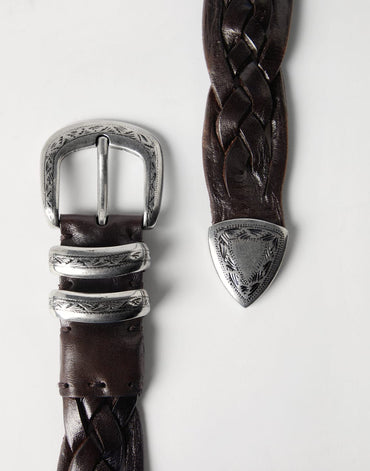 Brunello Cucinelli Braided Calfskin Belt With Detailed Buckle And Tip