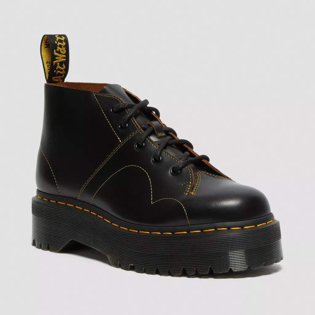 Dr. Martens Church Platform Monkey Boots - Black Vintage Smooth