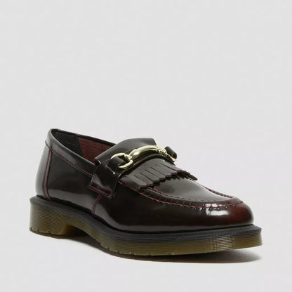 Dr. Martens Adrian Snaffle Smooth Leather Kiltie Loafers - Cherry Red Arcadia