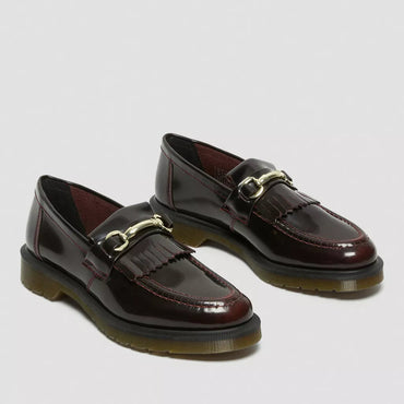 Dr. Martens Adrian Snaffle Smooth Leather Kiltie Loafers - Cherry Red Arcadia