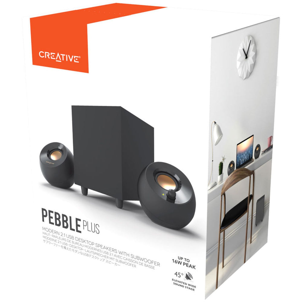 Creative Pebble Plus Modern 2.1 USB Desktop Speakers with Subwoofer