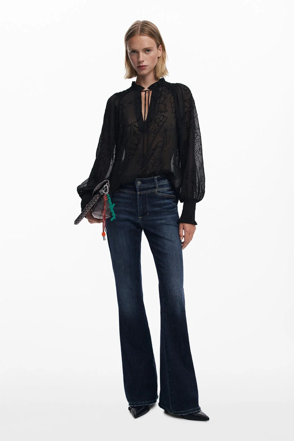 Desigual Flocked Sheer Blouse