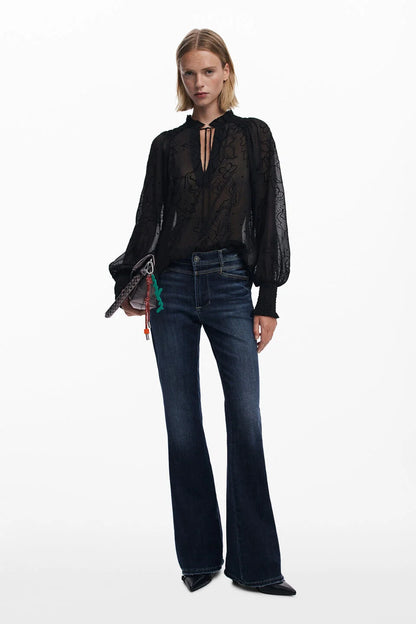 Desigual Flocked Sheer Blouse