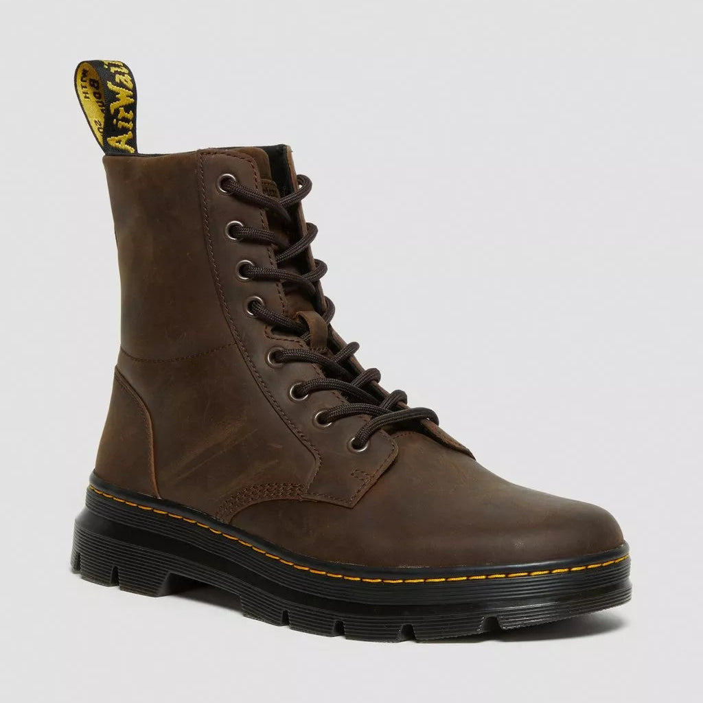 Dr. Martens Combs Crazy Horse Leather Casual Boots - Brown