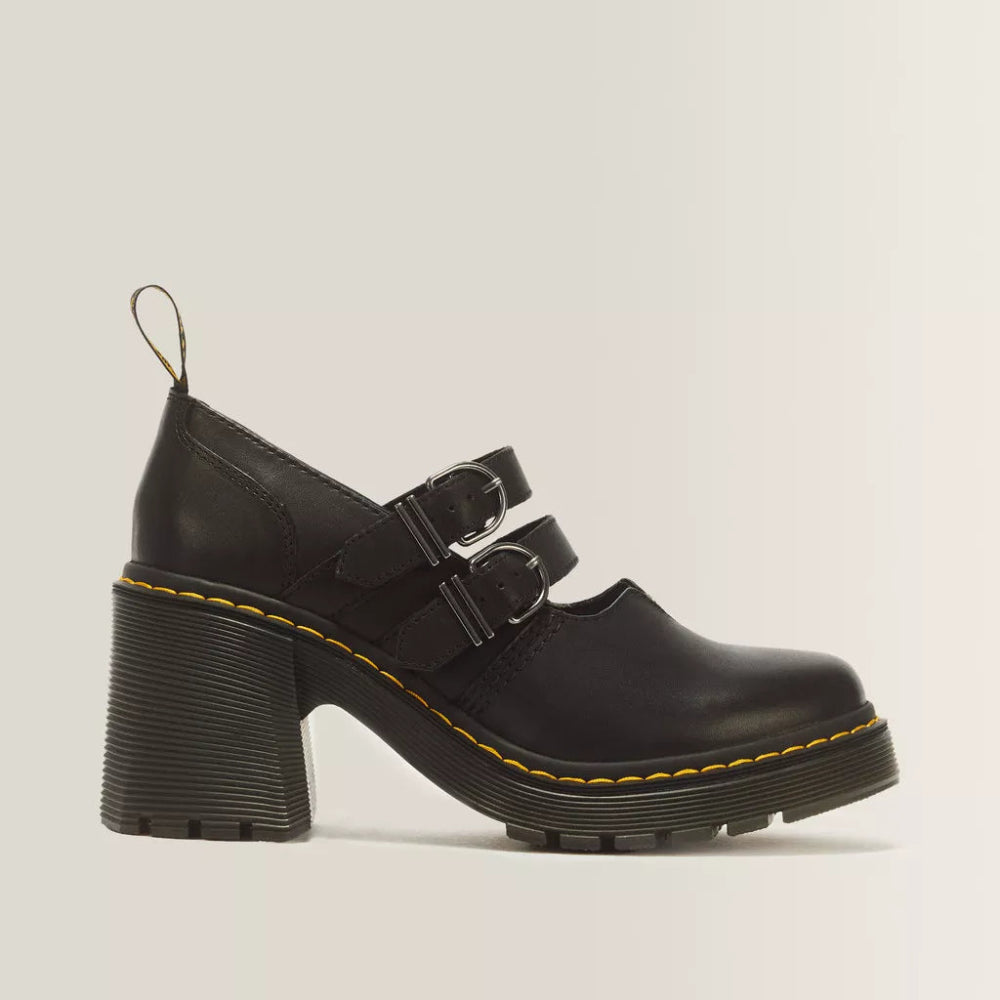 Dr. Martens Eviee Sendal Leather Heeled Shoes - Black