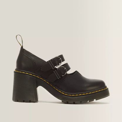 Dr. Martens Eviee Sendal Leather Heeled Shoes - Black