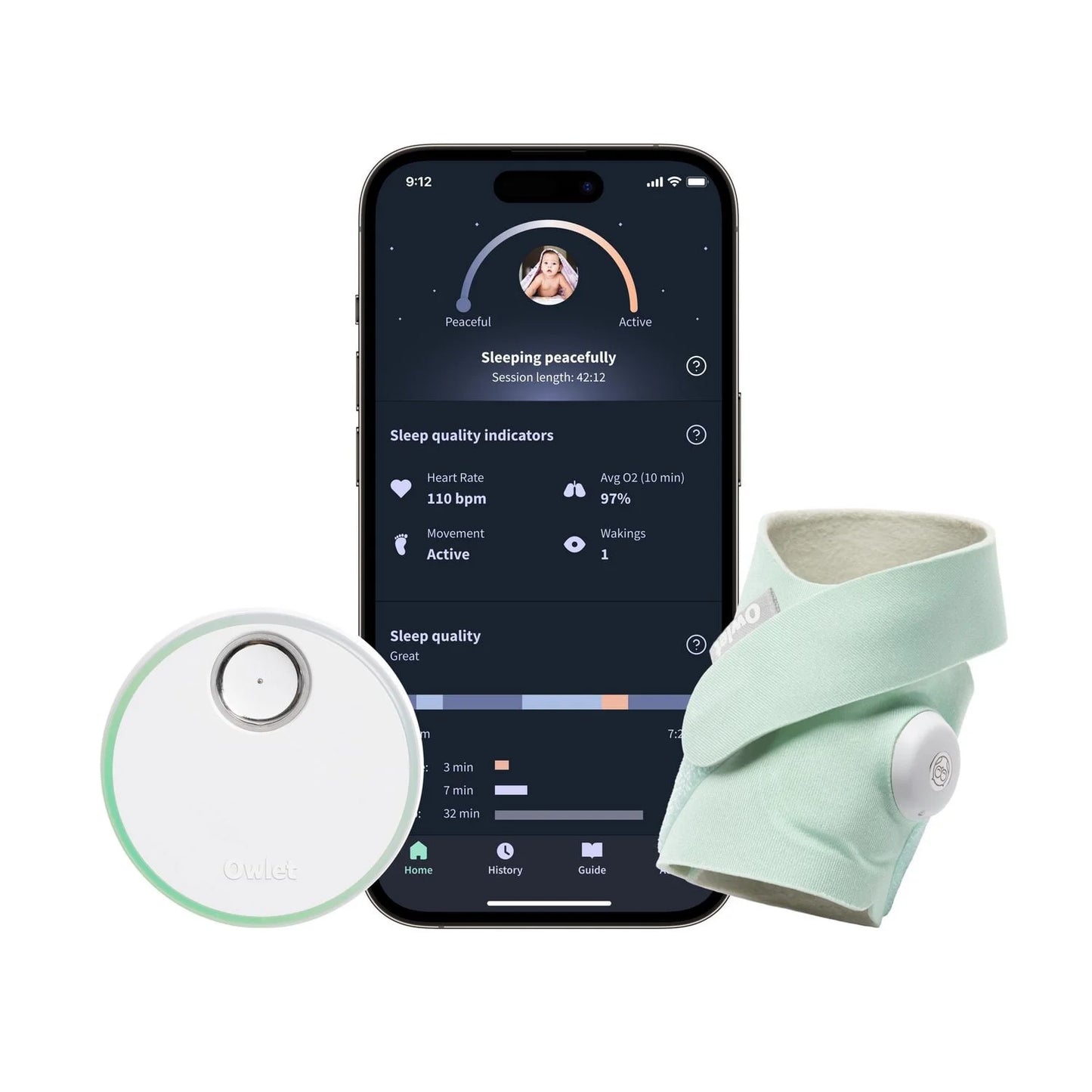 Owlet Dream Sock - Smart Baby Monitor - Mint