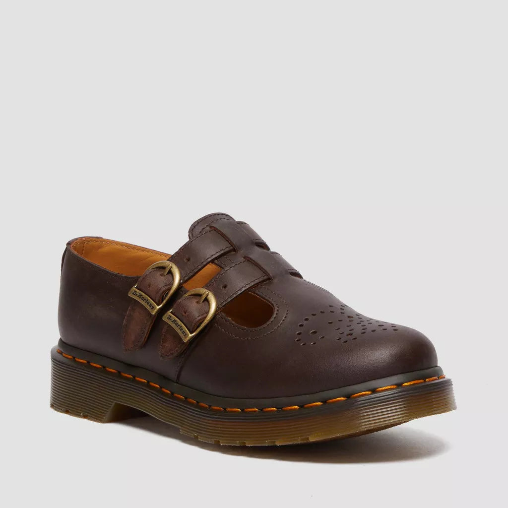 Dr. Martens 8065 Crazy Horse Leather Mary Jane Shoes in Dark Brown