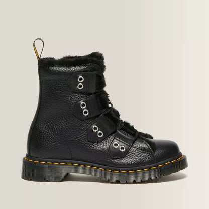 Dr. Martens 1460 Faux Fur Milled Nappa Boots - Black