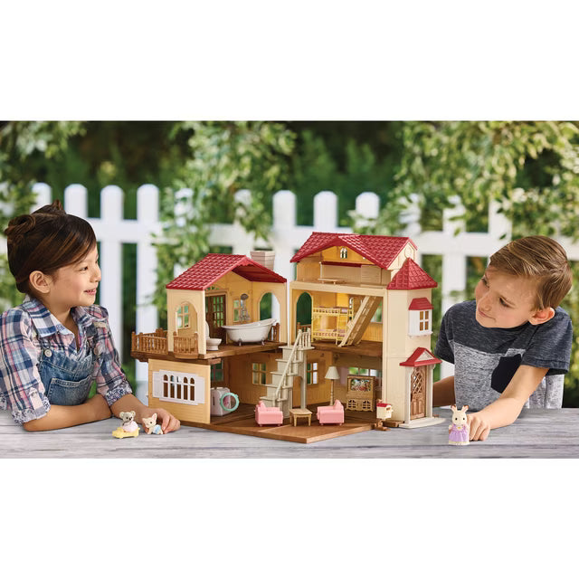 Calico Critters Red Roof Country Home Gift Set, Dollhouse Playset with Figures, Furniture and Accessories