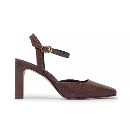 Bernardo Gama Mary Jane Pump - Dark Chocolate Snake Print