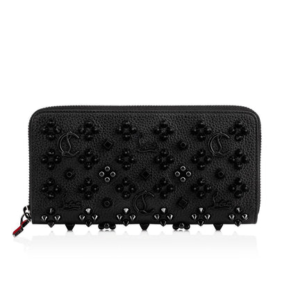 Christian Louboutin Panettone Wallet - Grained calf leather and spikes Loubinthesky - Black