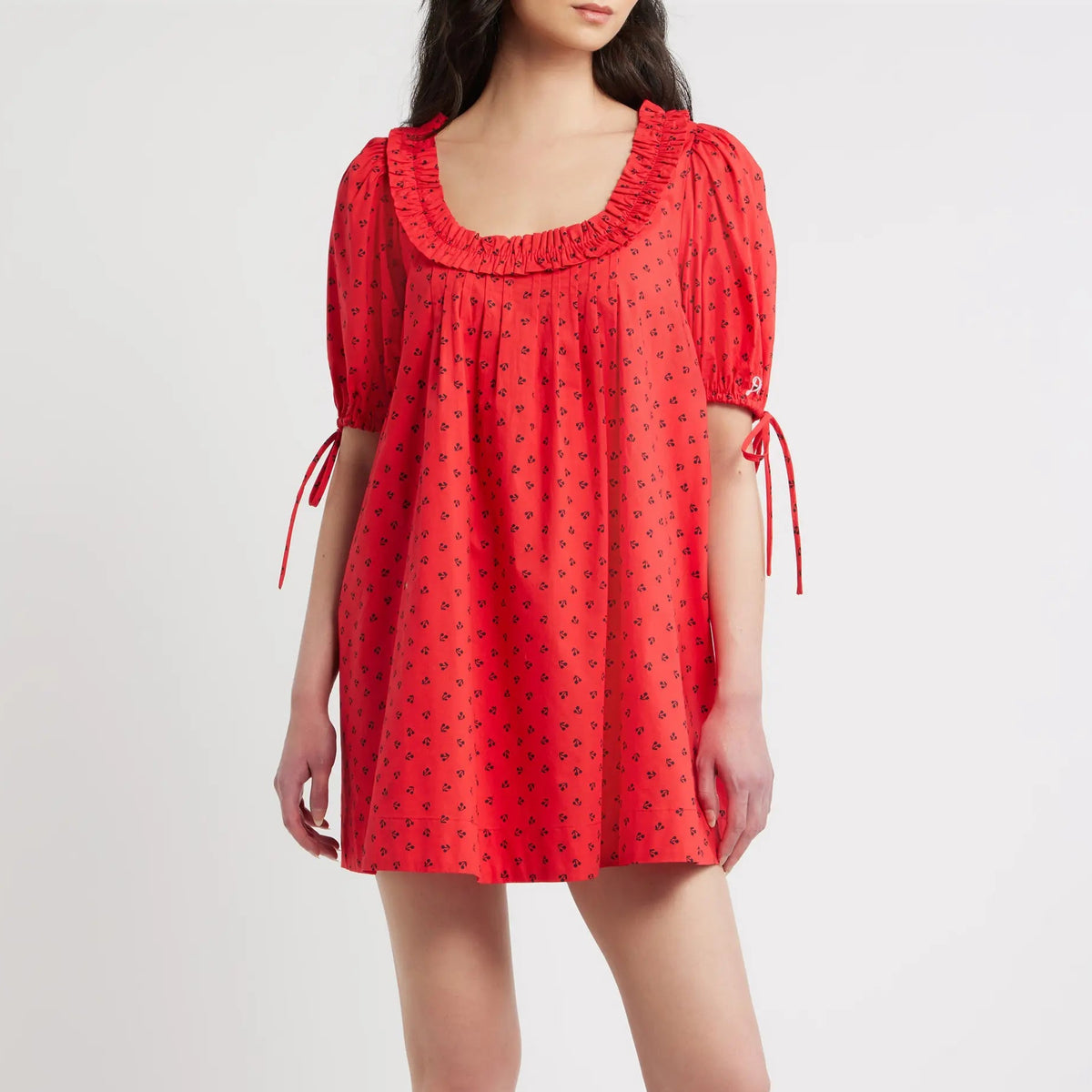 Damson Madder Jemima Mini Dress - Red Cherries