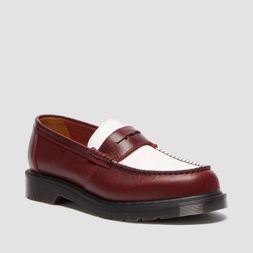 Dr. Martens Penton Two-Tone Leather Loafers - Burgundy / White