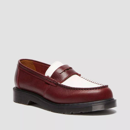 Dr. Martens Penton Two-Tone Leather Loafers - Burgundy / White