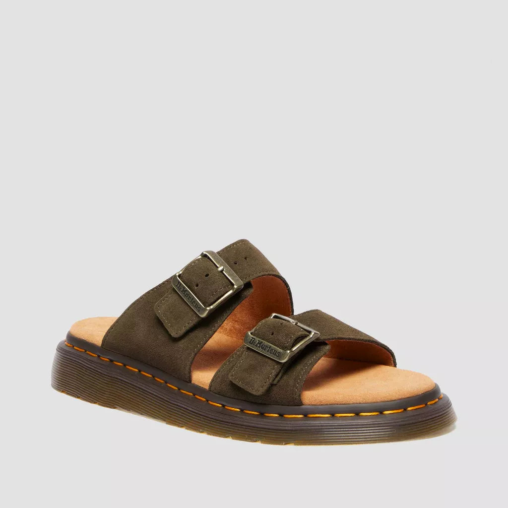 Dr. Martens Josef Suede Slide Sandals - Olive Green Bronx Suede