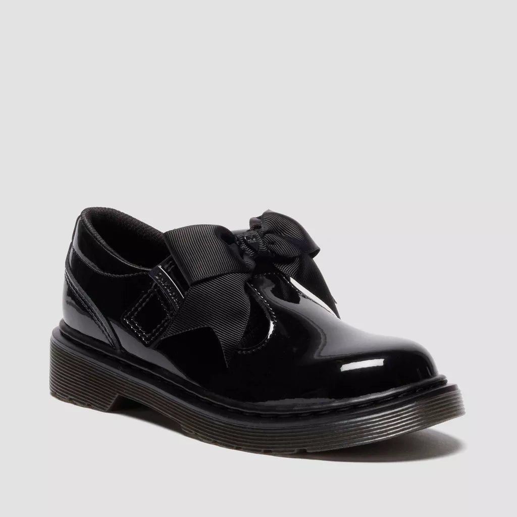 Dr. Martens Junior Polley II Bow Patent Leather Mary Jane Shoes - Black Patent Lamper