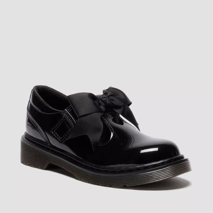 Dr. Martens Junior Polley II Bow Patent Leather Mary Jane Shoes - Black Patent Lamper