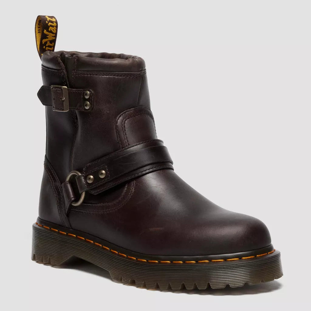 Dr. Martens Anistone Harness Boots - Dark Brown Crazy Horse