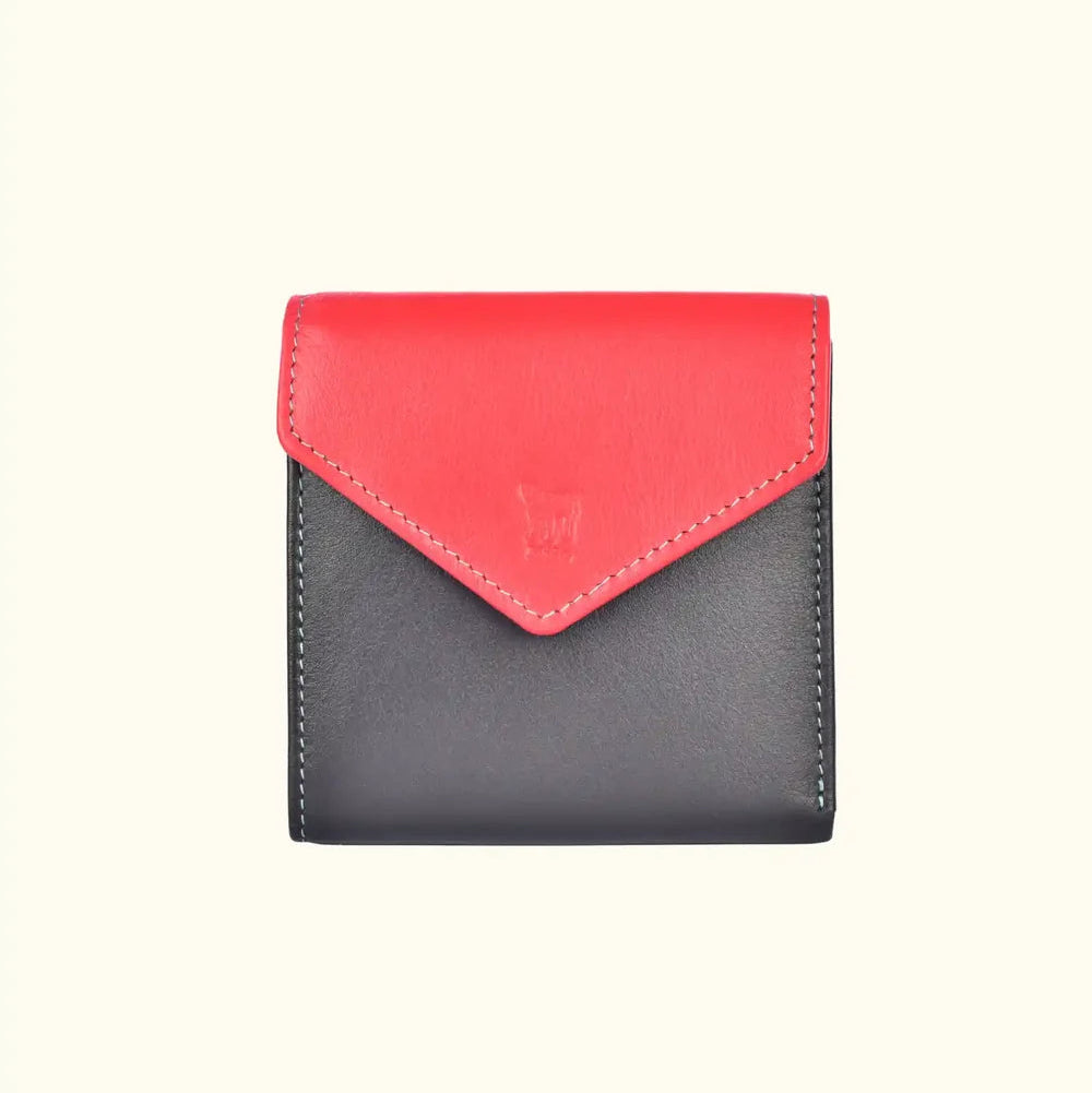 Milo Portico Genuine Leather Multi-Colored Wallet - Black/Red