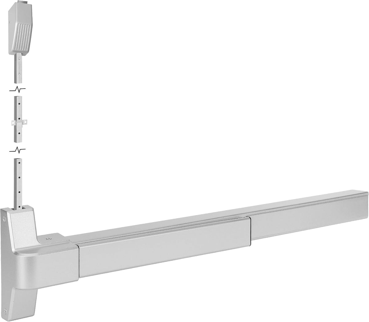 IRONWALLS Commercial Surface Vertical Rod Push Bar Exit Device, Stainless Steel Panic Bar Door Locks