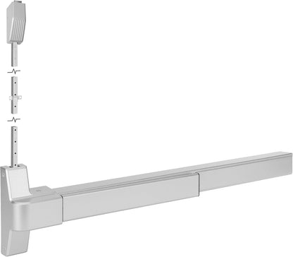 IRONWALLS Commercial Surface Vertical Rod Push Bar Exit Device, Stainless Steel Panic Bar Door Locks