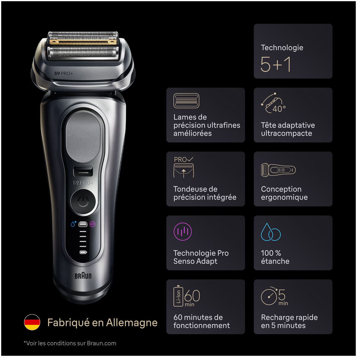 Braun Series 9 PRO+ Electric Razor for Men
