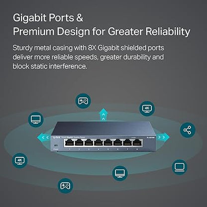 TP-Link 8-Port Gigabit Ethernet Desktop Switch, TL-SG108