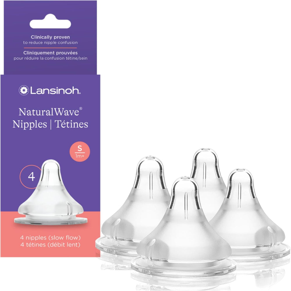 Lansinoh NaturalWave Baby Bottle Nipples Slow Flow - 4 Count