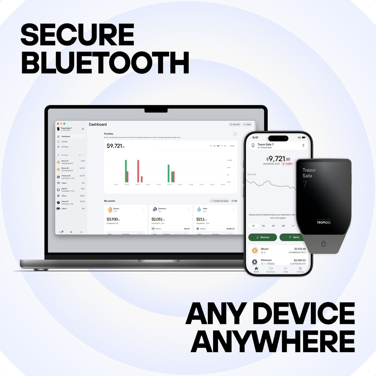 Trezor Safe 7 Crypto Hardware Wallet with Bluetooth for Android/iOS/Desktop