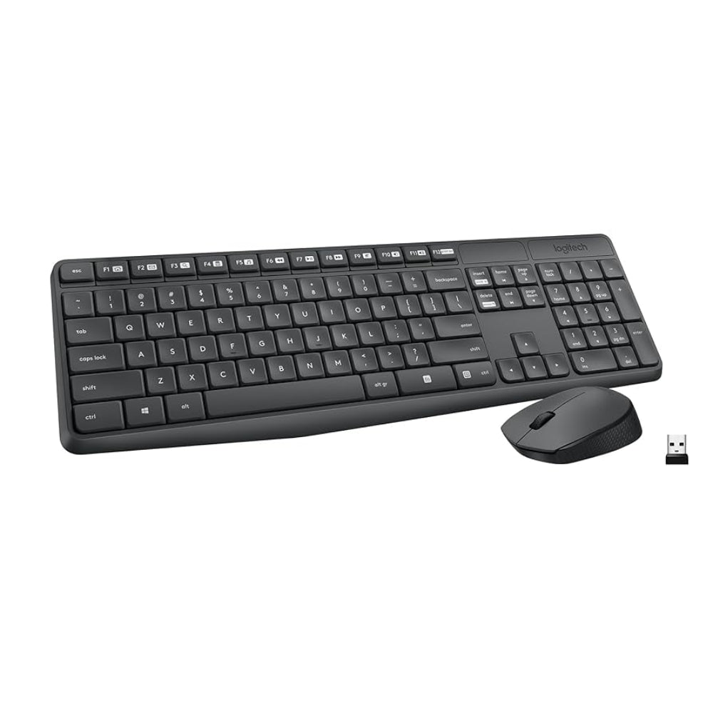 Logitech MK235 Wireless Straight Full-Size Keyboard & Ambidextrous Optical Mouse