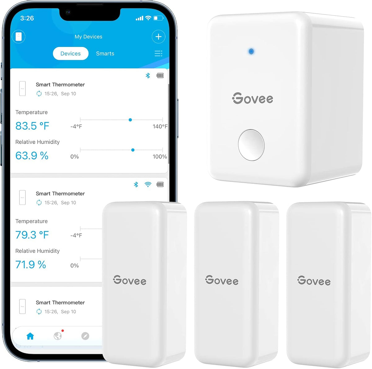Govee WiFi Hygrometer Thermometer 3Pack with Humidity Meter App Alert