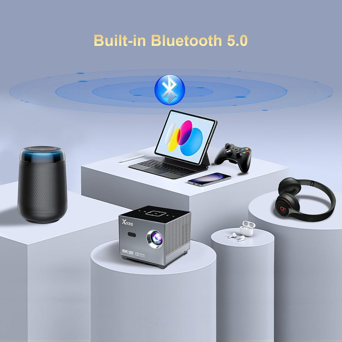 XNANO 4K Support Projector with WiFi6 and Bluetooth