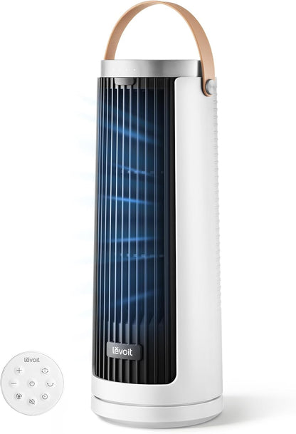 Levoit Mini Tower Fan for Bedroom, Quiet Cooling Desk Fan with Upgraded DC Motor, 20dB Ultra Silent, Portable Small Standing Fan