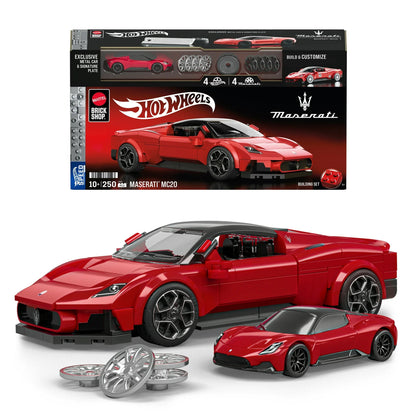 Mattel Brick Shop Hot Wheels Maserati MC20 Building Toy Kit (250 Pieces)