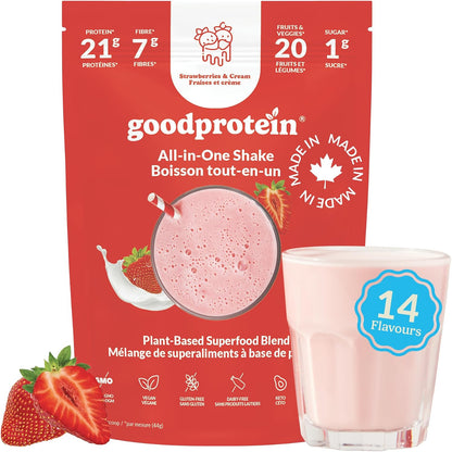 Good Protein All-in-One Shake, Protein Powder, Strawberries & Cream (440g)