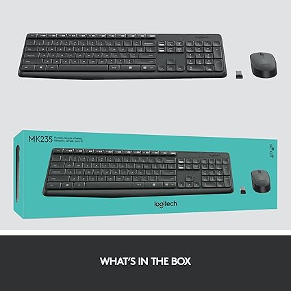 Logitech MK235 Wireless Straight Full-Size Keyboard & Ambidextrous Optical Mouse
